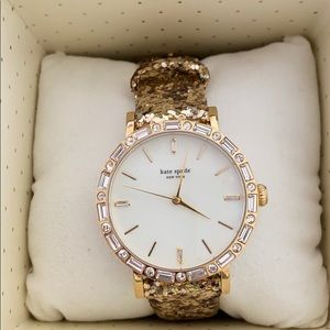 KATE SPADE Metro Watch Leather Gold Glitter NWT